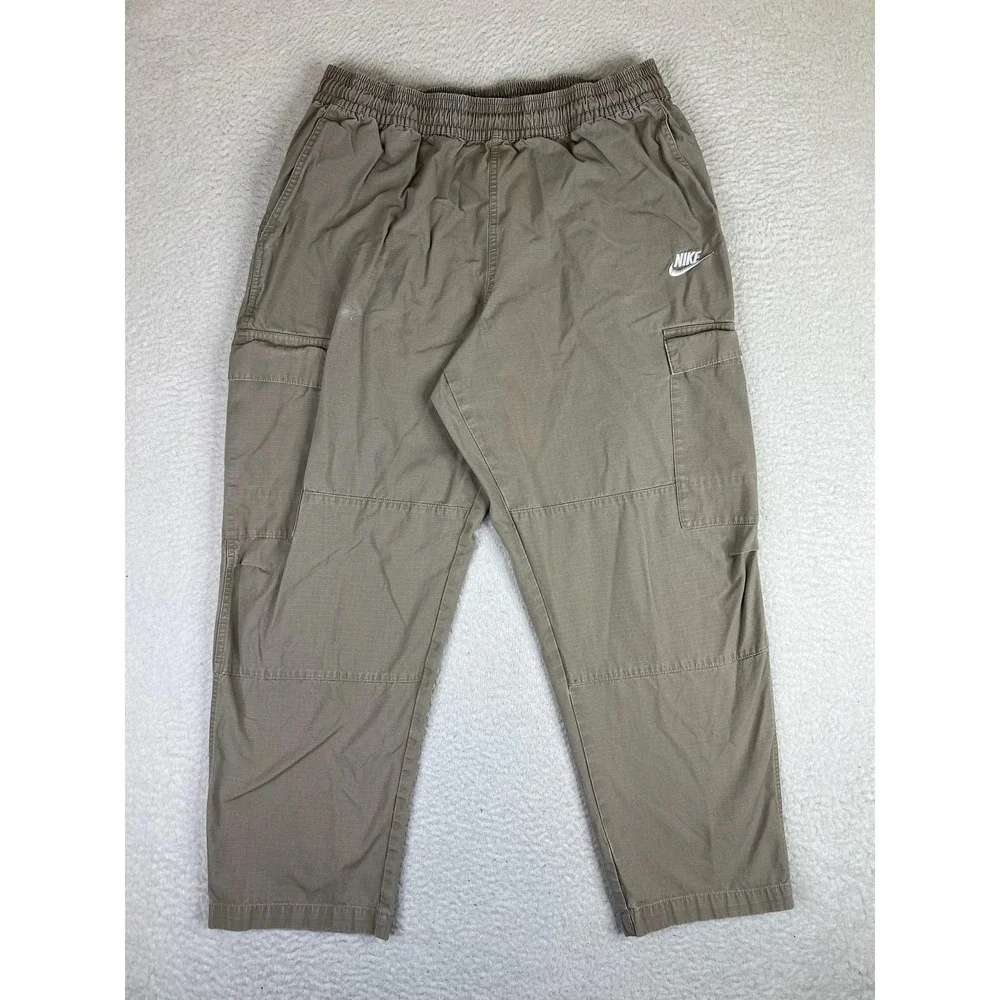 Nike Mens Large Beige Relaxed Fit Club Woven Cargo Ripstop Pants DX0613-247